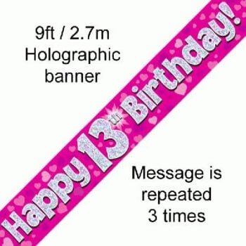 13th Birthday Pink Banner
