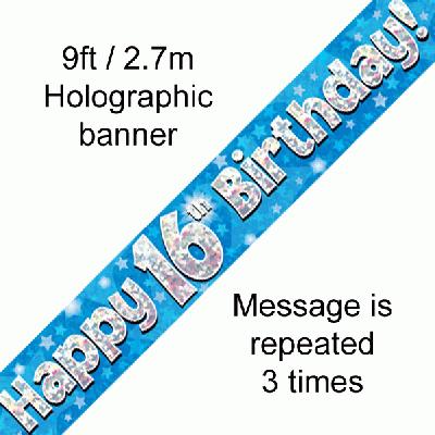 16th Birthday Blue banner