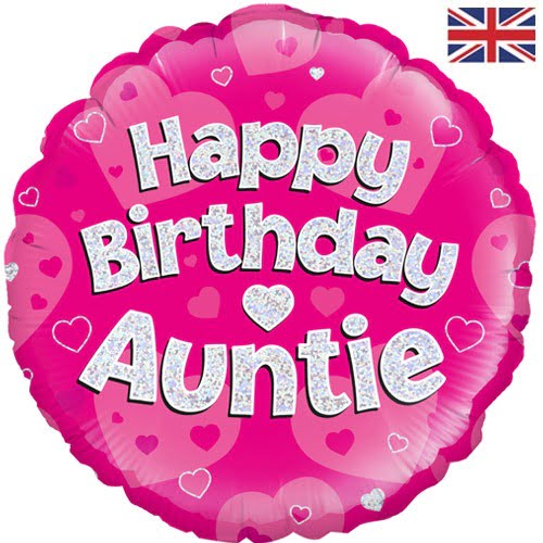 Happy Birthday Auntie Pink Sparkle Balloon