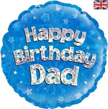 Happy Birthday Dad Blue Sparkle Balloon