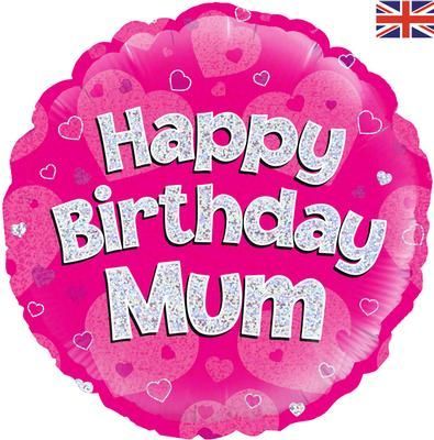 Happy Birthday Mum Pink Sparkle Balloon