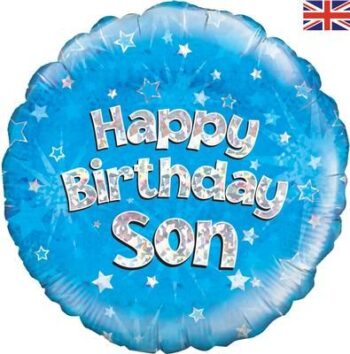 Happy Birthday Son blue sparkle balloon