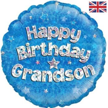 Happy Birthday Grandson Blue Sparkle Balloon