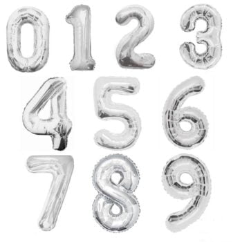 Silver Number Balloon