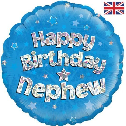 Happy Birthday Nephew Blue Sparkle Balloon
