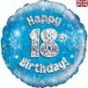 18 inch round 18th Sparkle Blue Birthday balloon
