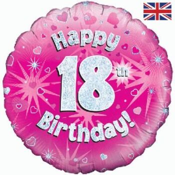 18 inch round 18th Sparkle Pink Birthday balloon