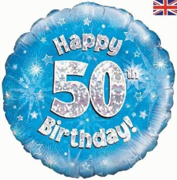 50th Sparkle Blue Birthday balloon