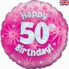 18 inch round 50th Sparkle Pink Birthday