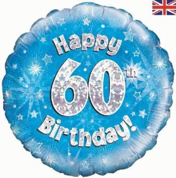 60th Sparkle Blue Birthday balloon