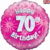 18 inch round 70th sparkle pink birthday balloon