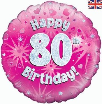 80th Sparkle Pink Birthday balloon