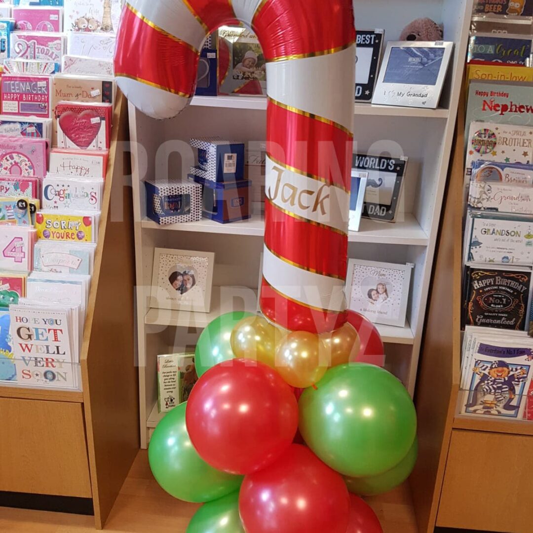 Candy Cane Balloon Tower