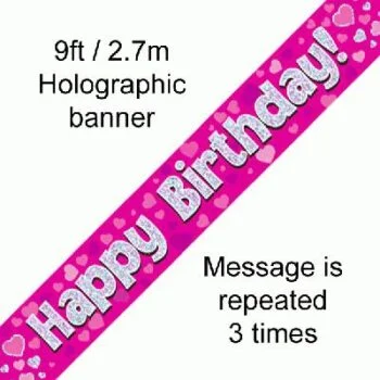 Happy Birthday Pink Foil Banner