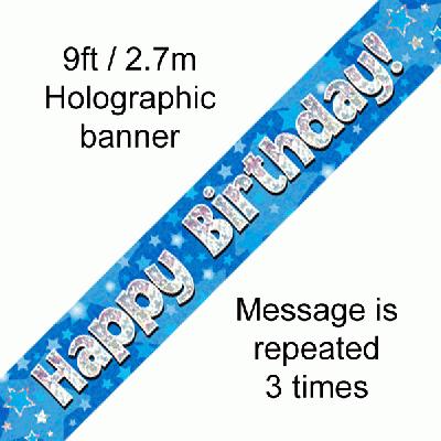 Happy Birthday Blue Foil Banner