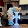 Light Up Cross with light blue, white sand and white arch