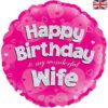 Happy Birthday Wife Pink Sparkle Balloon