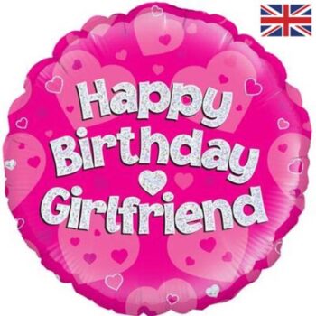 Happy Birthday Girlfriend Pink Sparkle Balloon