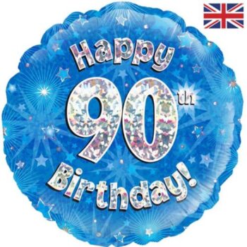 90th Sparkle Blue Birthday balloon