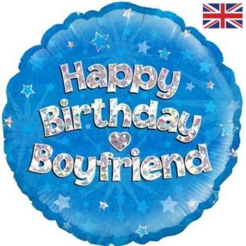 Happy Birthday Boyfriend Blue Sparkle Balloon