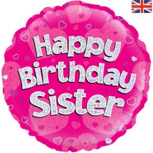 Happy Birthday Sister Pink Sparkle Balloon
