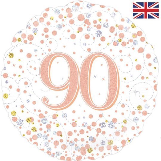 90th Sparkle Rose Gold Birthday balloon