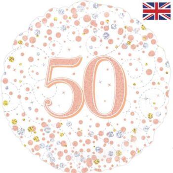 50th Sparkle Rose Gold Birthday balloon