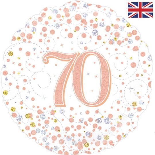 70th Sparkle Rose Gold Birthday balloon