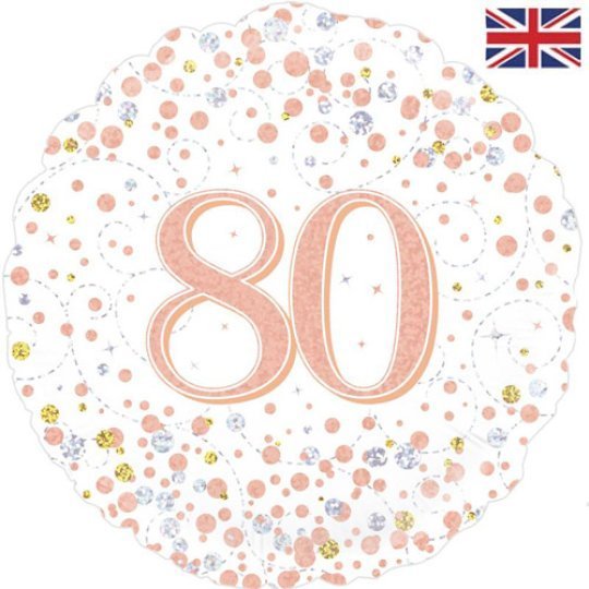 80th Sparkle Rose Gold Birthday balloon
