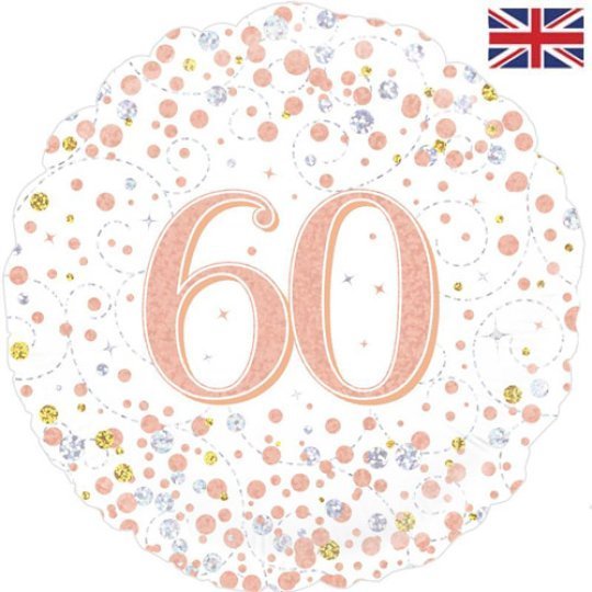 60th Sparkle Rose Gold Birthday balloon