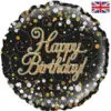 Happy Birthday Black & Gold Fizz Balloon