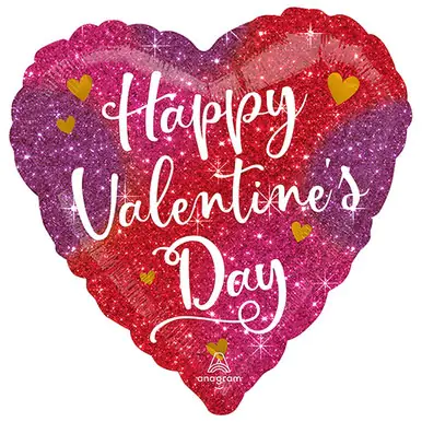 Valentine's Ombre Sparkles Heart Balloon