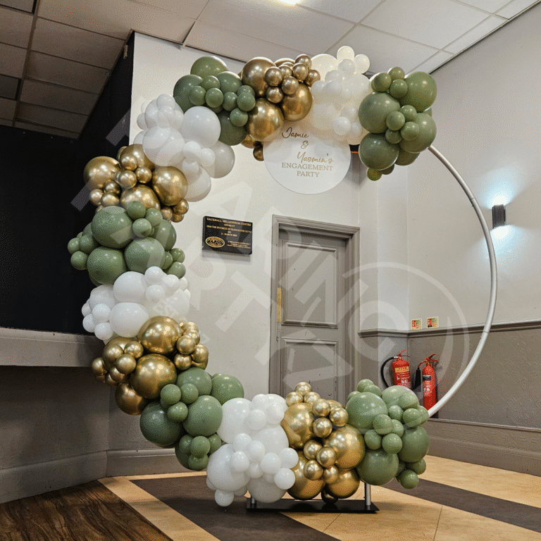 2m Balloon hoop with half balloon coverage for an engagement party