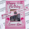 Personalised Poster and 6 strip banners in pink with script writing