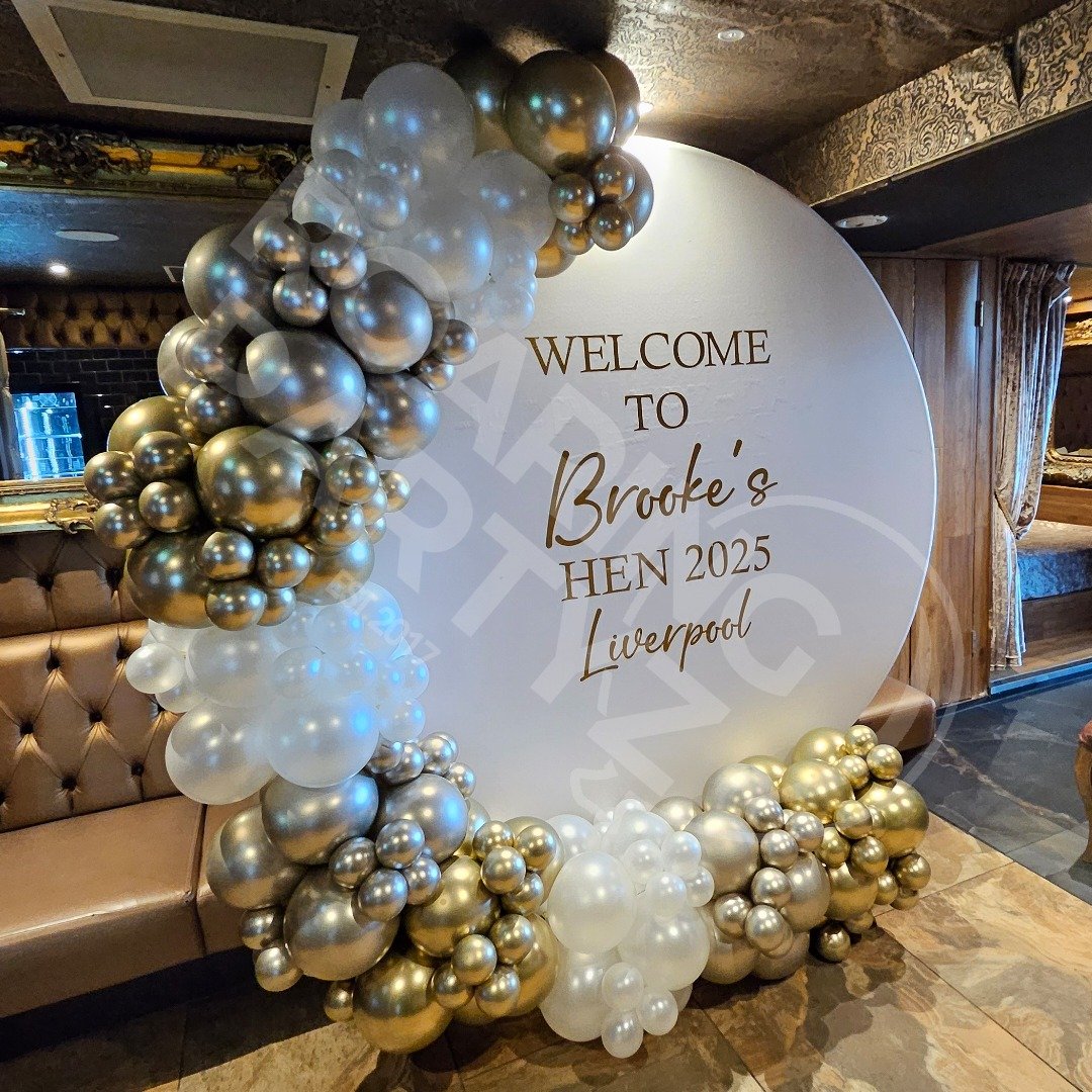 A personalised Balloon Hoop for a hen party at the Laurent Perrier Suite Shankly Hotel Liverpool