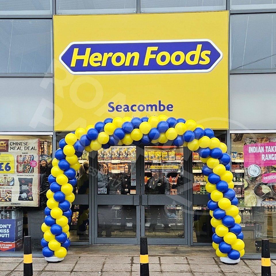 Heron Foods Seacombe Corporate Balloon Job in the Wirral for a New Store Opening