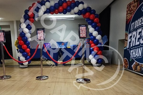 Corporate Balloon Arch for Dominos Pizza at a Liverpool University Open Day